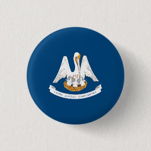 Macaron Rond 2,50 Cm Drapeau d'État de Louisiane USA