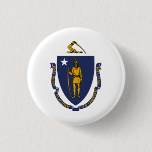 Macaron Rond 2,50 Cm Drapeau d'État du Massachusetts