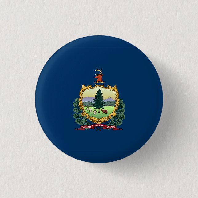 Macaron Rond 2,50 Cm Drapeau d'État du Vermont USA (Devant)