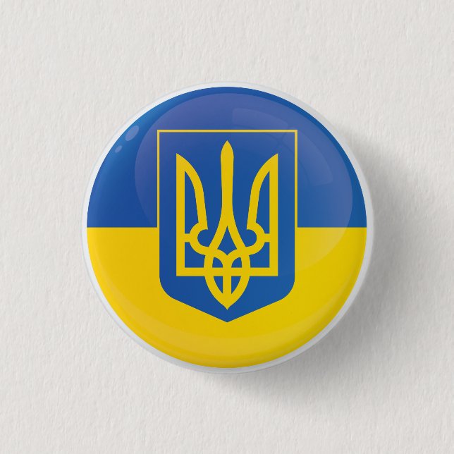Macaron Rond 2,50 Cm Drapeau d'icône ronde de l'Ukraine (Devant)