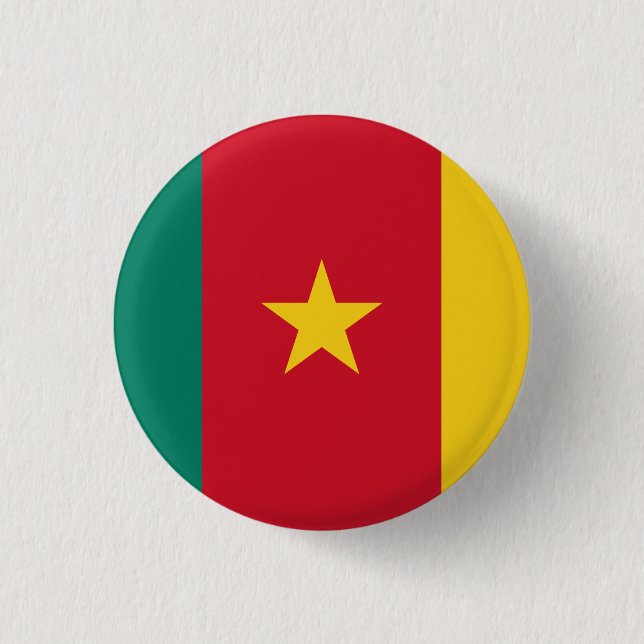 Macaron Rond 2,50 Cm Drapeau du Cameroun (Devant)