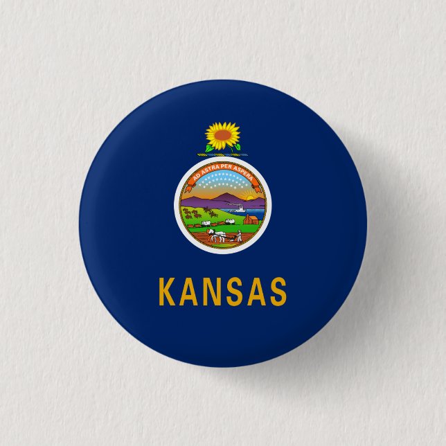 Macaron Rond 2,50 Cm Drapeau du Kansan, Drapeau du Kansas (Devant)