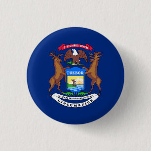 Macaron Rond 2,50 Cm Drapeau du Michigan, Drapeau du Michigan