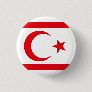 Macaron Rond 2,50 Cm Drapeau du nord de Chypre