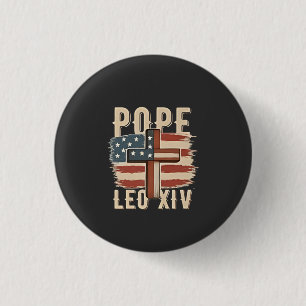 Macaron Rond 2,50 Cm Drapeau du Pape Léon XIV Église chrétienne Da Pope