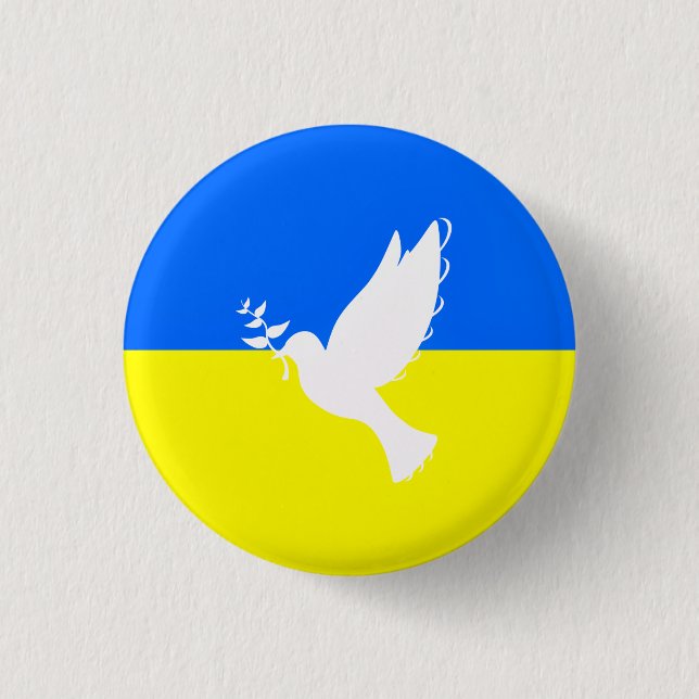 Macaron Rond 2,50 Cm Drapeau d'Ukraine - Dove of Peace - Freedom - Peac (Devant)
