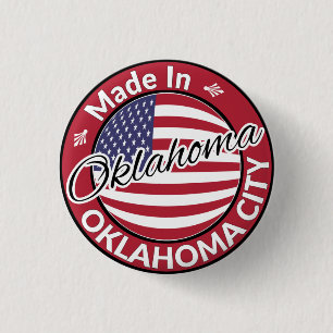 Macaron Rond 2,50 Cm Drapeau Fabriqué à Oklahoma City Oklahoma USA