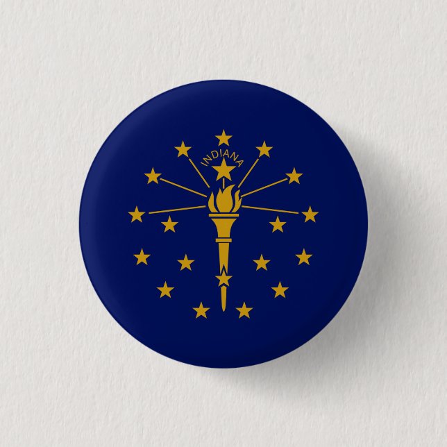 Macaron Rond 2,50 Cm Drapeau Hoosier, Drapeau de l'Indiana (Devant)