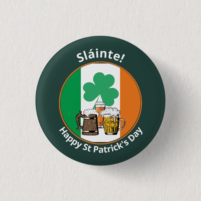 Macaron Rond 2,50 Cm Drapeau irlandais Jour de la Saint Patrick (Devant)