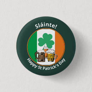 Macaron Rond 2,50 Cm Drapeau irlandais Jour de la Saint Patrick