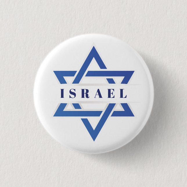 Macaron Rond 2,50 Cm Drapeau Israël Star De David (Devant)