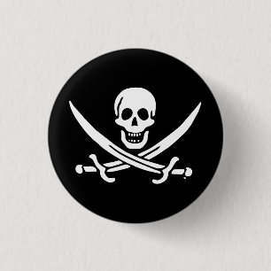 Macaron Rond 2,50 Cm Drapeau Jolly roger de pirate