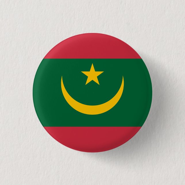 Macaron Rond 2,50 Cm Drapeau mauritanien, Drapeau mauritanien (Devant)