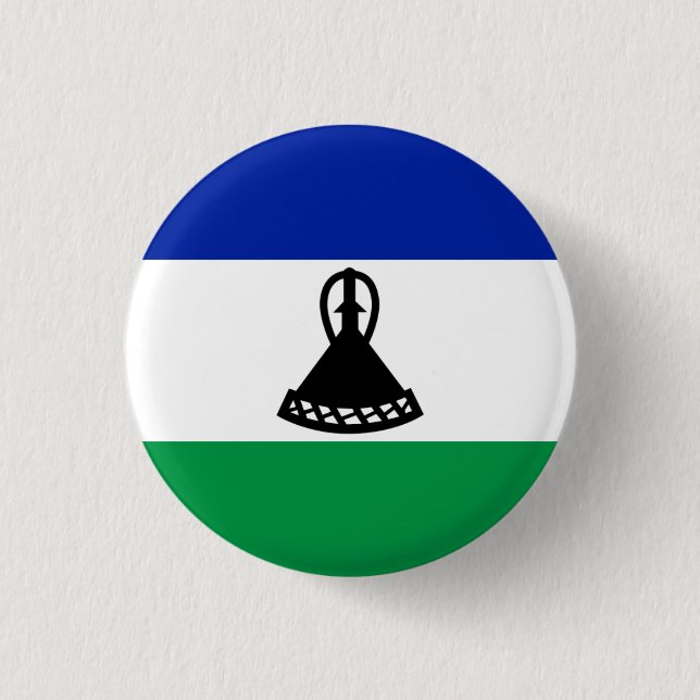 Macaron Rond 2,50 Cm Drapeau Mosotho, Drapeau du Lesotho (Devant)