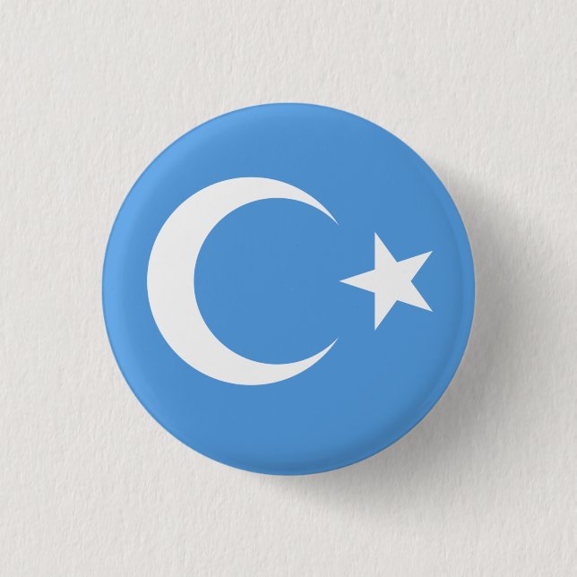 Macaron Rond 2,50 Cm Drapeau ouïghour/Turkestan oriental (Devant)