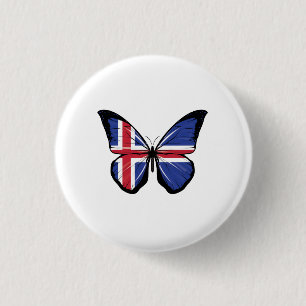 Macaron Rond 2,50 Cm Drapeau papillon islandais