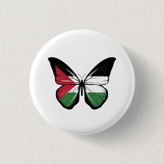Macaron Rond 2,50 Cm Drapeau papillon palestinien (Devant)