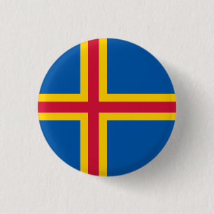 Macaron Rond 2,50 Cm Drapeau patriotique des îles Åland