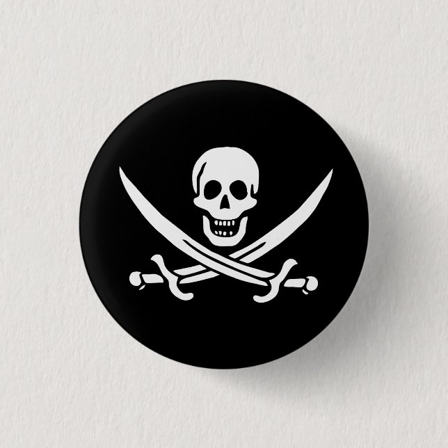 Macaron Rond 2,50 Cm Drapeau Pirate Jolly Roger (Devant)