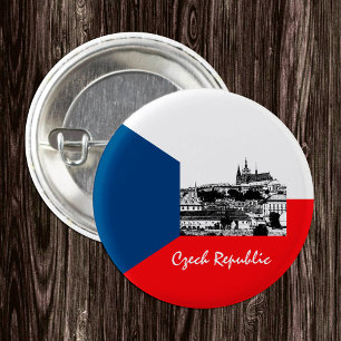 Macaron Rond 2,50 Cm Drapeau Prague & Tchèque - Tchéquie historique /sp