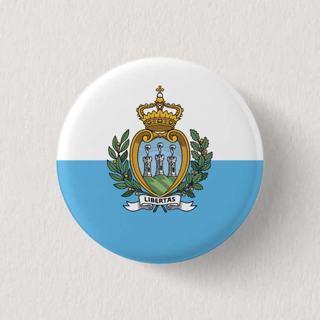 Macaron Rond 2,50 Cm Drapeau sammarinais, Drapeau de Saint-Marin (Devant)