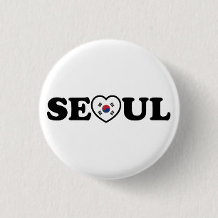 Macaron Rond 2,50 Cm Drapeau Seoul Love Heart Taegeukgi