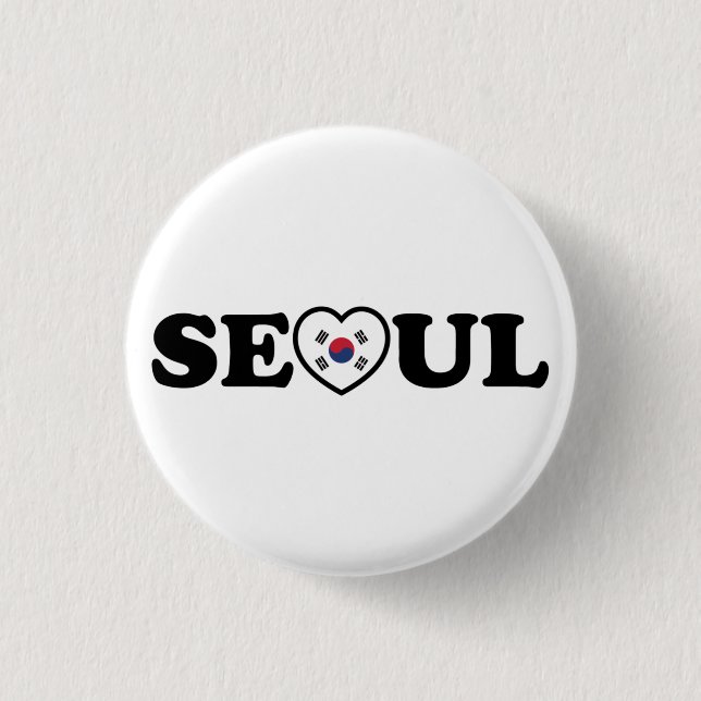 Macaron Rond 2,50 Cm Drapeau Seoul Love Heart Taegeukgi (Devant)