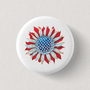 Macaron Rond 2,50 Cm Drapeau Tournesol Américain 4 juillet Femmes Homme