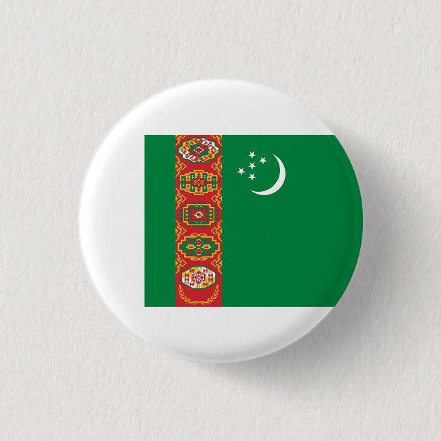 Macaron Rond 2,50 Cm Drapeau turkmène, Drapeau du Turkménistan (Devant)