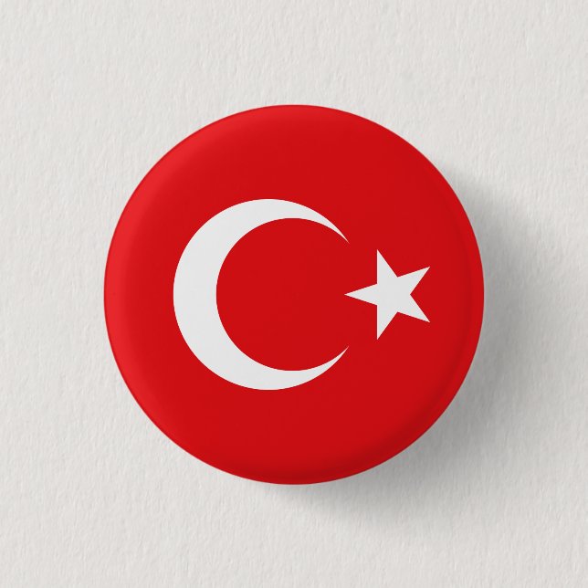 Macaron Rond 2,50 Cm Drapeau Turquie (Devant)