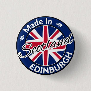 Macaron Rond 2,50 Cm Drapeau Union Jack d'Edimbourg en Ecosse