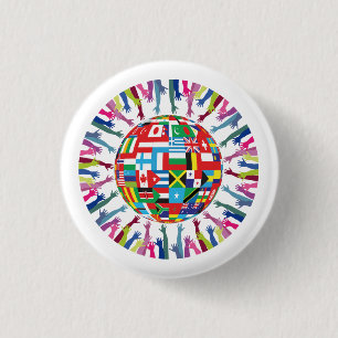Macaron Rond 2,50 Cm Drapeaux mondiaux de la PAIX MONDIALE HANDICAP MAI