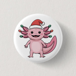 Macaron Rond 2,50 Cm Drôle de chapeau de Noël Santa Axolotl Xmas tenue