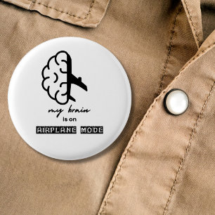 Macaron Rond 2,50 Cm Drôle Mon Cerveau est en Mode Avion Collègue de Tr
