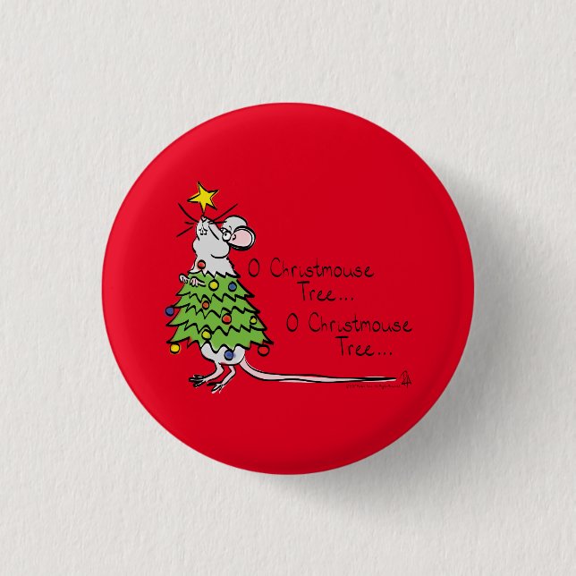 Macaron Rond 2,50 Cm Drôle Noël mignon Souris Arbre Cartoon (Devant)