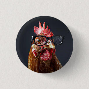 Macaron Rond 2,50 Cm Drôle poulet portant des lunettes