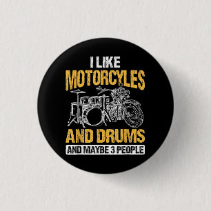 Macaron Rond 2,50 Cm Drummer Drumming J'Aime Les Motos Et Les Drums