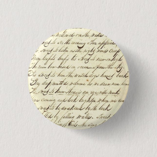 Macaron Rond 2,50 Cm Échantillon cursif de manuscrit de calligraphie (Devant)