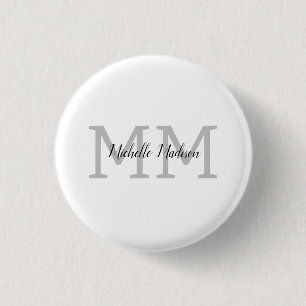 Macaron Rond 2,50 Cm Écriture manuscrite moderne monographie Nom Initia