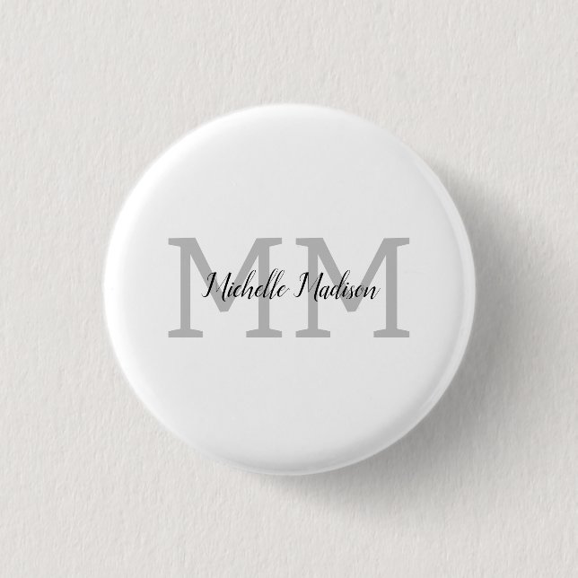 Macaron Rond 2,50 Cm Écriture manuscrite moderne monographie Nom Initia (Devant)