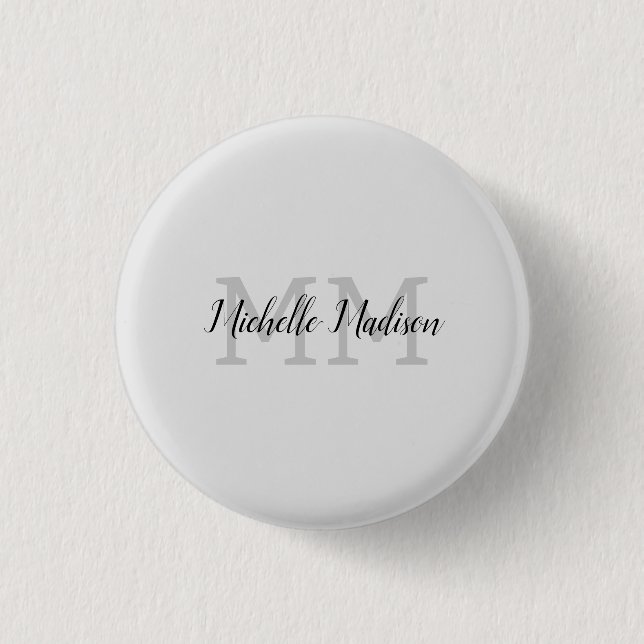 Macaron Rond 2,50 Cm Écriture manuscrite moderne monographie Nom Initia (Devant)