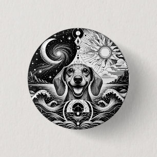 Macaron Rond 2,50 Cm Ecussons pour amateur de Dachshund. Ecusson / Badg