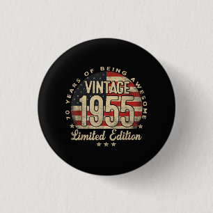 Macaron Rond 2,50 Cm Édition limitée vintage 1955 Cadeaux USA âgés de 7