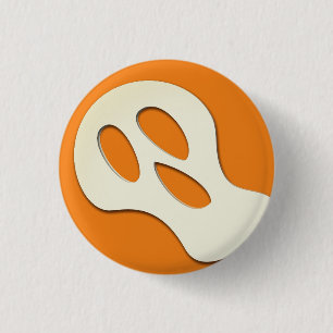Macaron Rond 2,50 Cm Éffrayant fantôme orange effrayant face drôle Hall