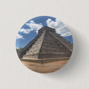 Macaron Rond 2,50 Cm EL Castillo - Chichen Itza, bouton du Mexique #3