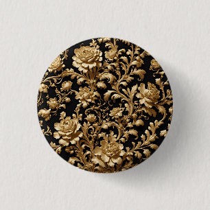 Macaron Rond 2,50 Cm Elégance redéfinie : Noir et Or flamand baroque fl