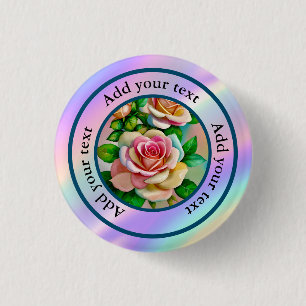 Macaron Rond 2,50 Cm Elégance Rose rose et jaune Aquarelle Pastel