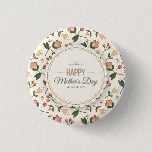 Macaron Rond 2,50 Cm Élégant floral Happy Mère's Day Pin bouton