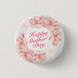 Macaron Rond 2,50 Cm Elegant Happy Mother's Day Floral Frame Button