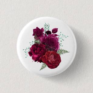 Macaron Rond 2,50 Cm Elegant Magenta Rose Floral Bouquet